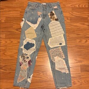 Zara Basic Denim Women's Straight Distressed Jeans With Pearls Size 6